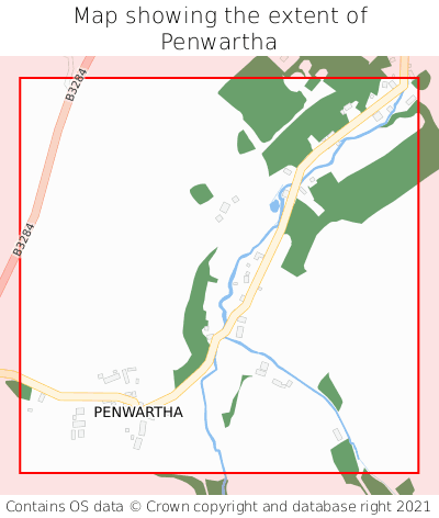 Map showing extent of Penwartha as bounding box
