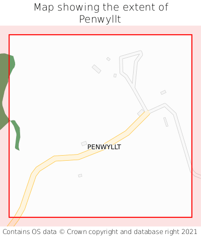 Map showing extent of Penwyllt as bounding box