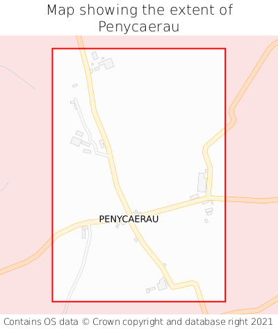 Map showing extent of Penycaerau as bounding box