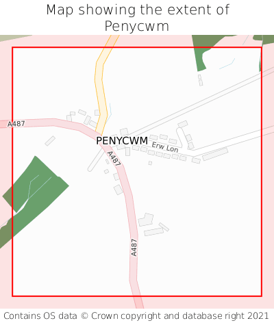 Map showing extent of Penycwm as bounding box
