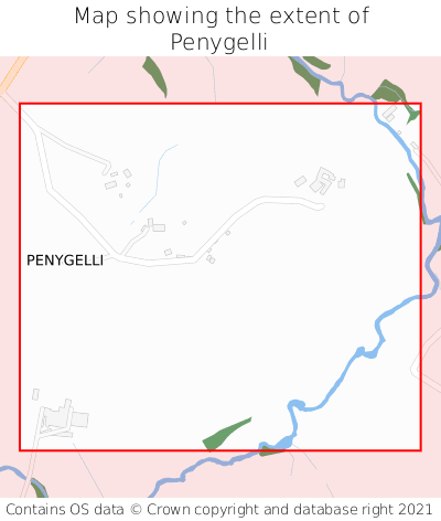 Map showing extent of Penygelli as bounding box