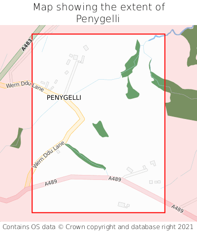 Map showing extent of Penygelli as bounding box