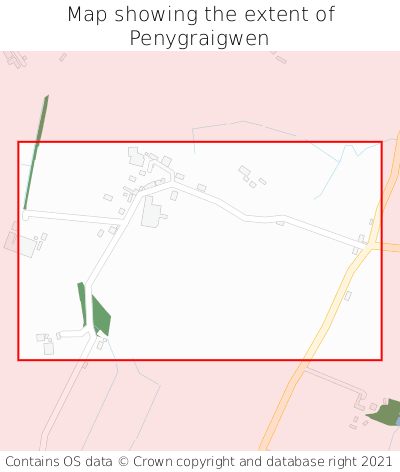 Map showing extent of Penygraigwen as bounding box