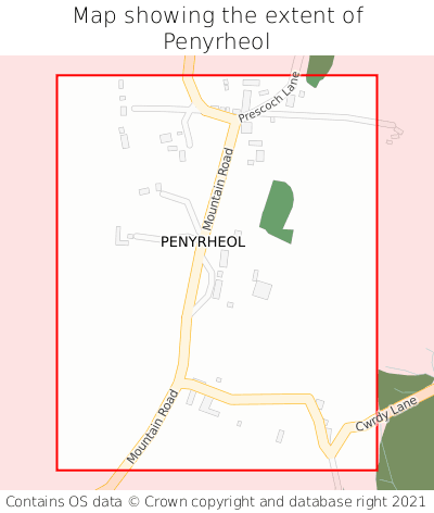 Map showing extent of Penyrheol as bounding box