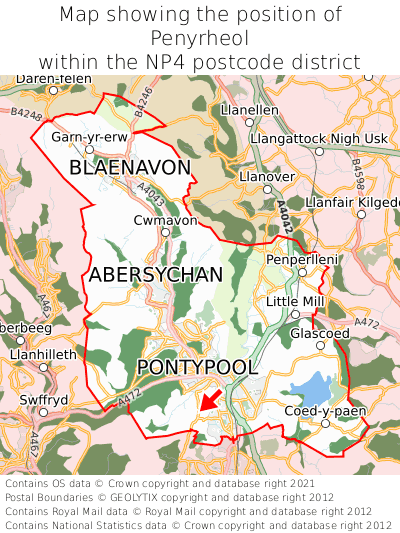 Map showing location of Penyrheol within NP4