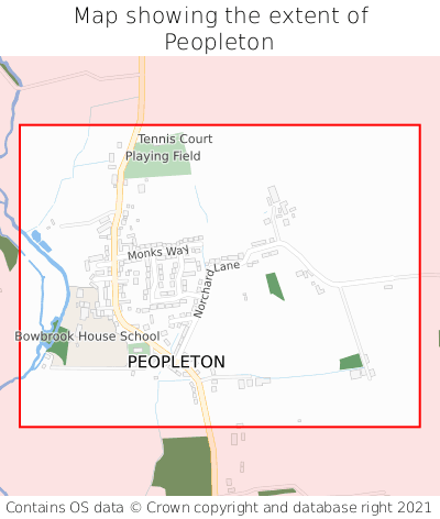 Map showing extent of Peopleton as bounding box