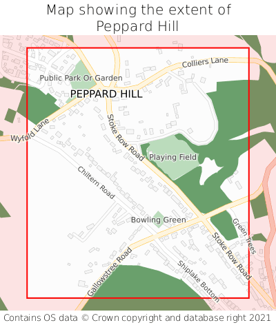 Map showing extent of Peppard Hill as bounding box