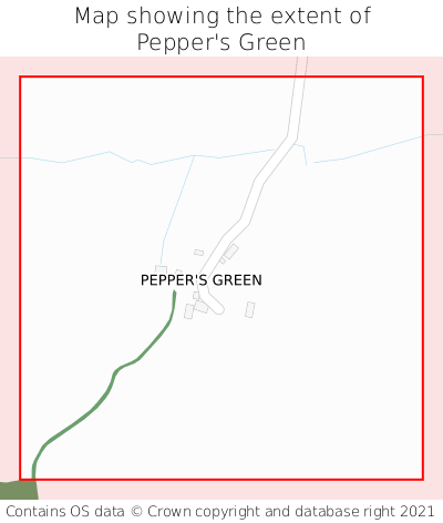 Map showing extent of Pepper's Green as bounding box