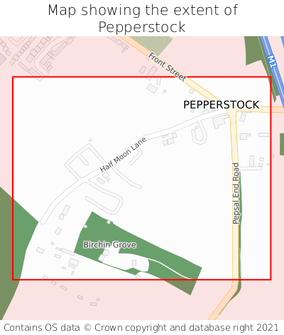 Map showing extent of Pepperstock as bounding box