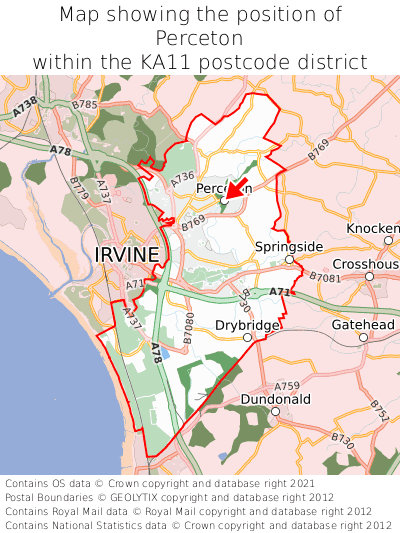 Map showing location of Perceton within KA11