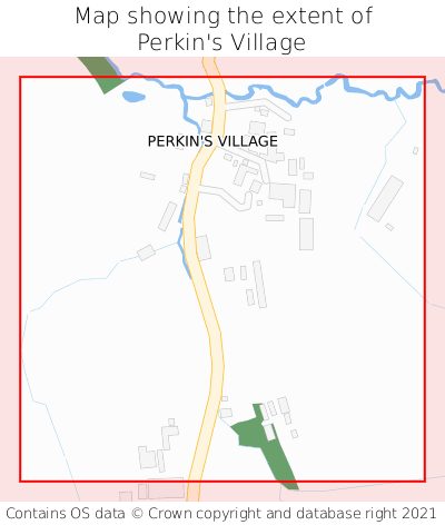 Map showing extent of Perkin's Village as bounding box