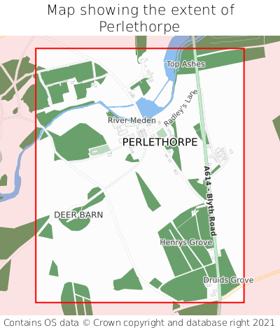 Map showing extent of Perlethorpe as bounding box