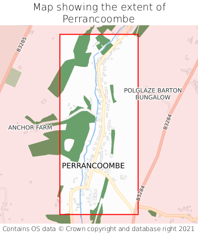 Map showing extent of Perrancoombe as bounding box