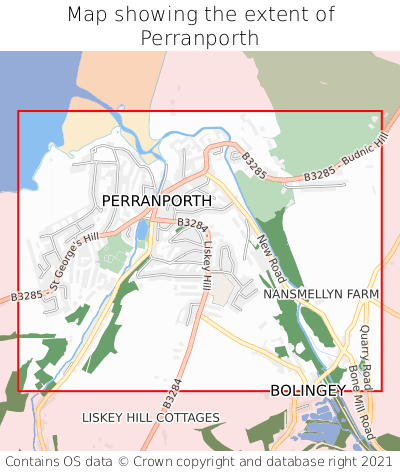 Map showing extent of Perranporth as bounding box