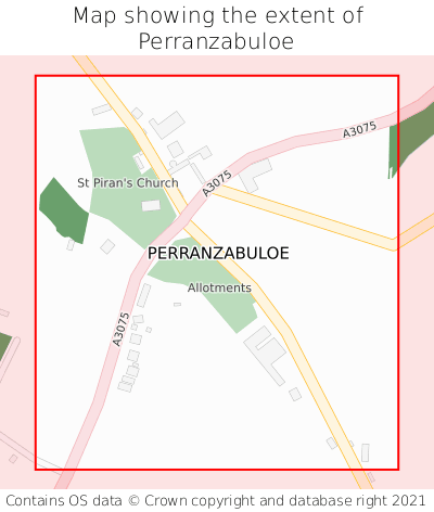 Map showing extent of Perranzabuloe as bounding box