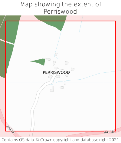 Map showing extent of Perriswood as bounding box