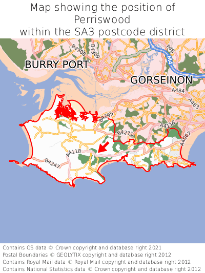 Map showing location of Perriswood within SA3