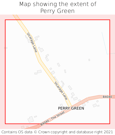 Map showing extent of Perry Green as bounding box