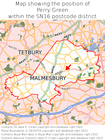 Map showing location of Perry Green within SN16