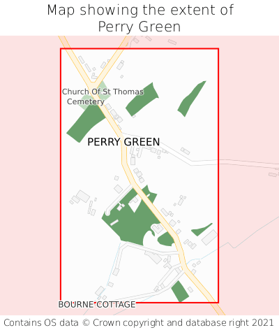 Map showing extent of Perry Green as bounding box