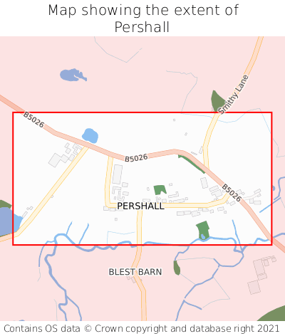 Map showing extent of Pershall as bounding box