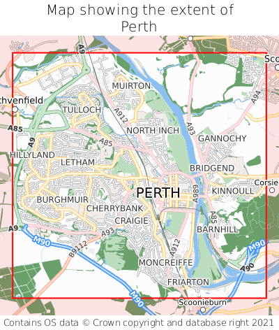 Map showing extent of Perth as bounding box