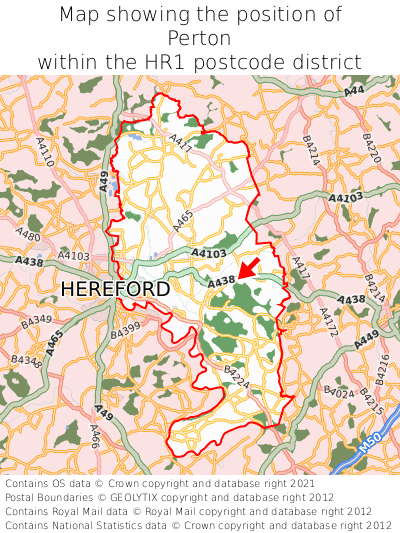 Map showing location of Perton within HR1