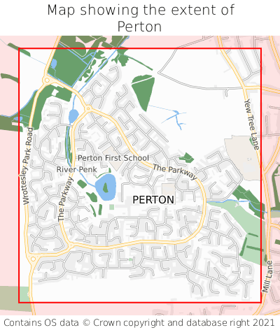 Map showing extent of Perton as bounding box