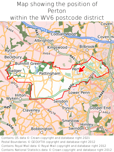 Map showing location of Perton within WV6