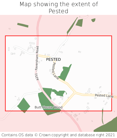 Map showing extent of Pested as bounding box