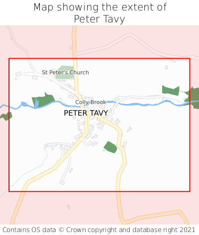 Map showing extent of Peter Tavy as bounding box