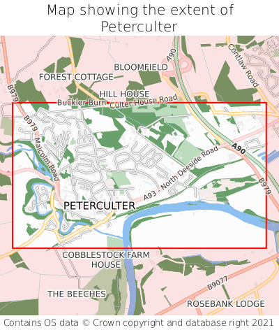 Map showing extent of Peterculter as bounding box