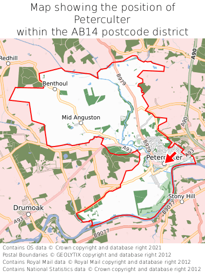 Map showing location of Peterculter within AB14