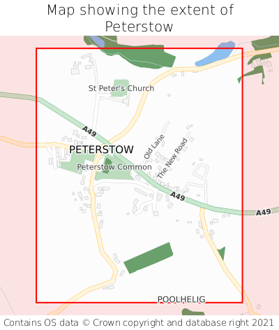 Map showing extent of Peterstow as bounding box