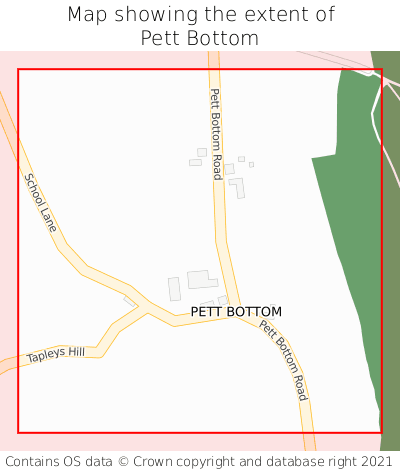 Map showing extent of Pett Bottom as bounding box