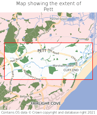 Map showing extent of Pett as bounding box