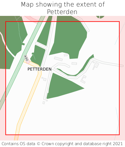 Map showing extent of Petterden as bounding box