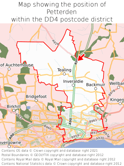 Map showing location of Petterden within DD4