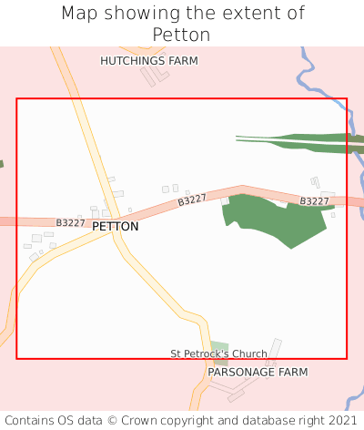 Map showing extent of Petton as bounding box