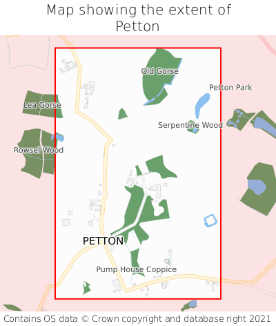 Map showing extent of Petton as bounding box