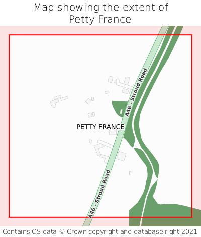 Map showing extent of Petty France as bounding box
