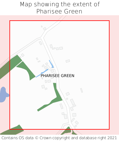 Map showing extent of Pharisee Green as bounding box