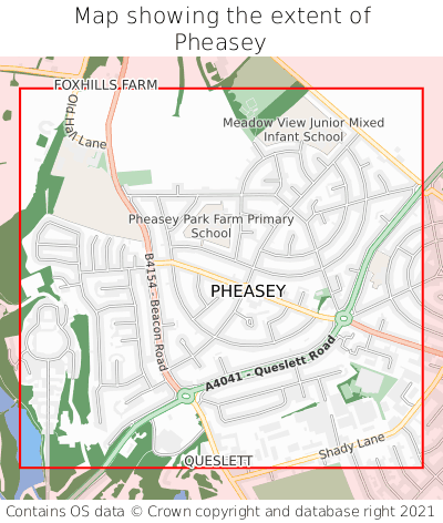 Map showing extent of Pheasey as bounding box