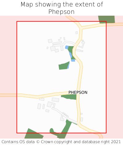 Map showing extent of Phepson as bounding box