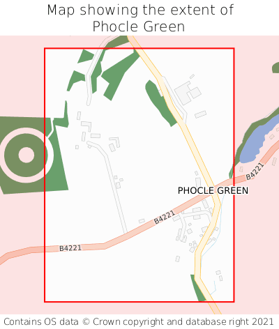 Map showing extent of Phocle Green as bounding box