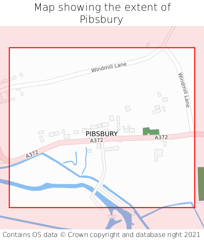 Map showing extent of Pibsbury as bounding box