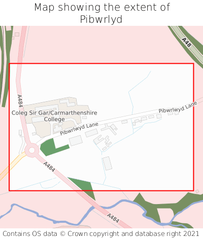 Map showing extent of Pibwrlyd as bounding box