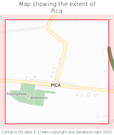 Map showing extent of Pica as bounding box