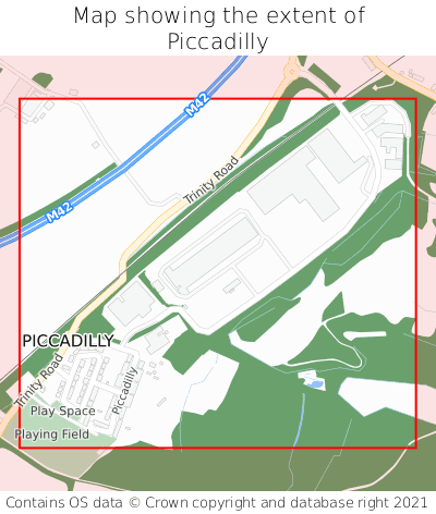 Map showing extent of Piccadilly as bounding box