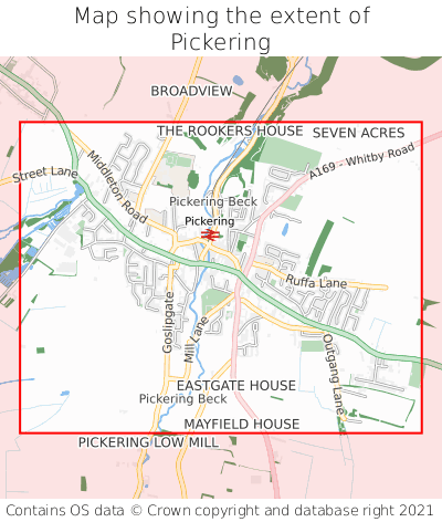 Map showing extent of Pickering as bounding box